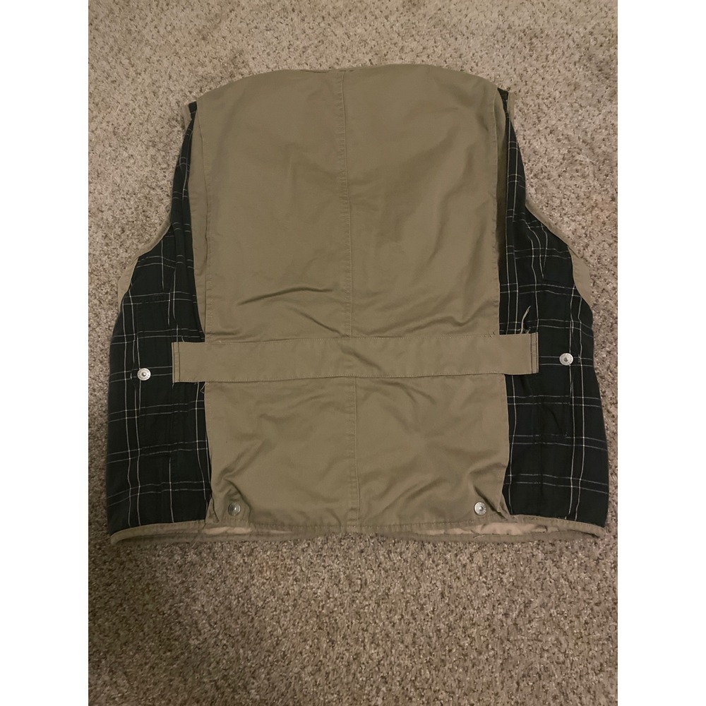 Tommy Hilfiger Men Vest L‎ Tan Reversible Quilt Plaid Button Front Vintage Stain - Picture 4 of 8
